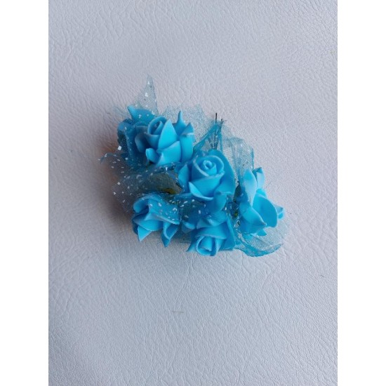 Цветы из фоамирана d=3 см (6 шт) в пучках цв. голубой,  цена за 1 шт